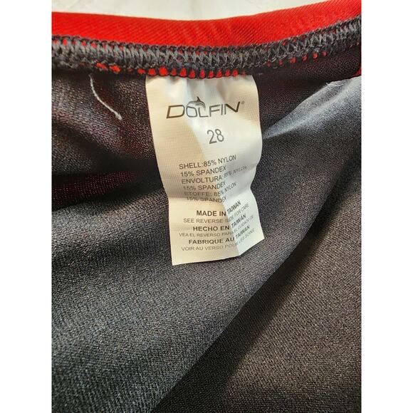 Dolfin Bathingsuit Women Sz 28 Racing Color Block Performance Back Red One Piece - Picture 6 of 7